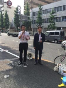 2014年7月22日（火）　ながつま昭代議士と朝の街頭演説