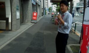 2014年7月18日（金）　新江古田駅で街頭演説
