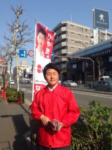 2015年3月30日（月）　新江古田駅で朝の街頭演説
