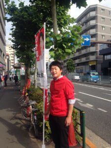 2015年6月1日（月）　新江古田駅で朝の街頭演説