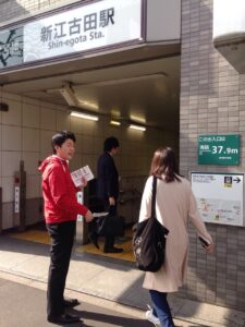 2016年4月18日（月）　新江古田駅で朝の街頭演説