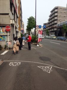 2016年5月6日（金）　新江古田駅で朝の街頭演説