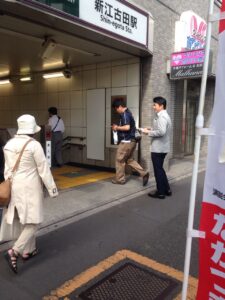 2016年6月10日（金）　新江古田駅で朝の街頭演説