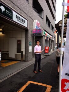 2016年9月24日（土）　新江古田駅で朝の街頭演説