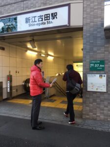 2016年12月12日（月）　新江古田駅で朝の街頭演説