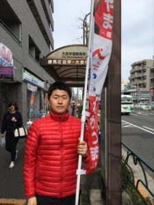 2017年4月10日（月）　新江古田駅で朝の街頭演説