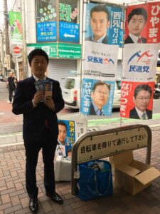2017年5月15日（月）　富士見台駅で朝の街頭演説