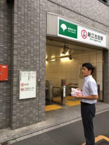 2017年7月27日（木）　新江古田駅で朝の辻立ち