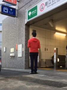 2017年10月26日（木）　新江古田駅で朝の辻立ち
