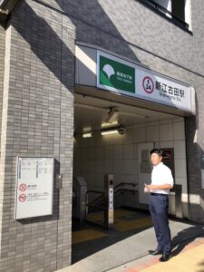 2018年8月22日（水）　新江古田駅で朝の辻立ち