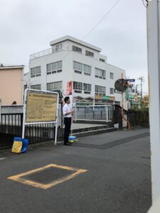 2018年8月29日（水）　鷺ノ宮駅南口で朝の辻立ち