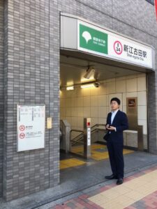 2018年10月2日（火）　新江古田駅で朝の辻立ち
