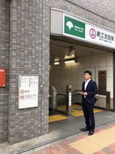 2018年10月18日（木）　新江古田駅で朝の辻立ち