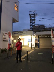 2018年11月27日（火）　鷺ノ宮駅北口で朝の辻立ち