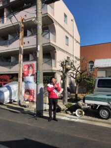 2019年4月1日（月）　新井薬師前駅北口で朝の辻立ち