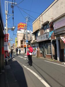 2019年4月3日（水）　都立家政駅北口で朝の辻立ち