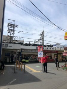 2019年5月3日（金）　鷺ノ宮駅北口で朝の辻立ち