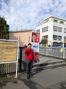 2019年5月22日（水）　鷺ノ宮駅南口で朝の辻立ち