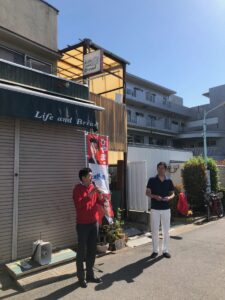 2019年5月23日（木）　沼袋駅北口で朝の辻立ち