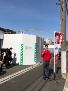 2019年5月27日（月）　新井薬師前駅北口で朝の辻立ち