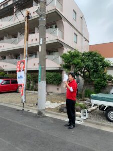 2019年6月7日（金）　新井薬師前駅北口で朝の辻立ち