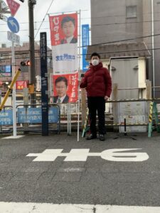 2021年1月4日（月）　新井薬師前駅で朝の街頭活動