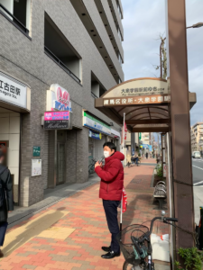 2021年3月22日（月）　新江古田駅で朝の街頭活動