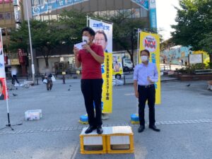 2022年8月1日（月）　中野駅北口で朝の街頭活動