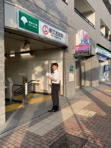 2024年8月1日（木）　新江古田駅で朝の街頭活動