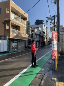 2025年5月7日（水）　新井薬師前駅北口で朝の辻立ち