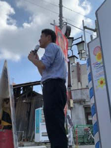 2025年7月25日（金）　沼袋駅北口で朝の辻立ち