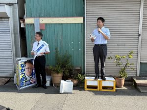 2025年7月28日（月）　沼袋駅北口で朝の辻立ち