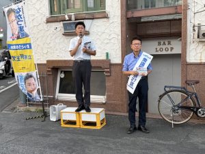 2025年8月28日（木）　沼袋駅北口で夕方の辻立ち
